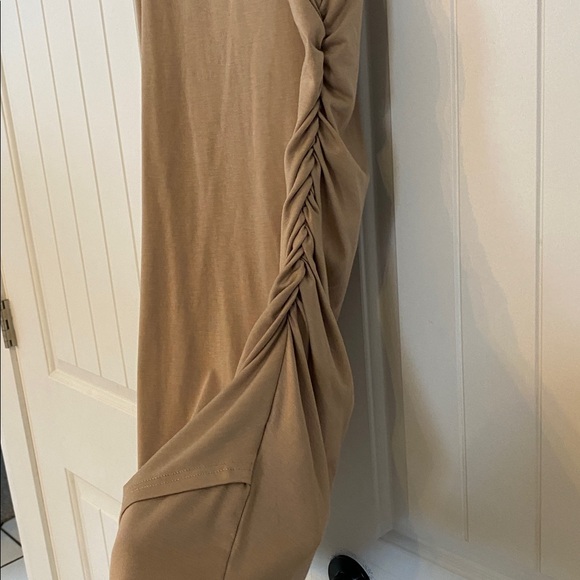 SHEIN Tan Ruched Side Sleeveless Dress XL - Picture 2 of 4